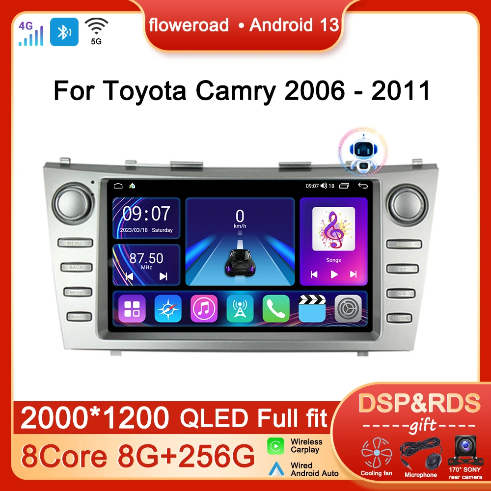 4G Android Car Radio Multimedia Player For Toyota Camry 2006 2007 2008 2009 2010 2011 Navigation GPS Stereo Auto Carplay NO 2DIN