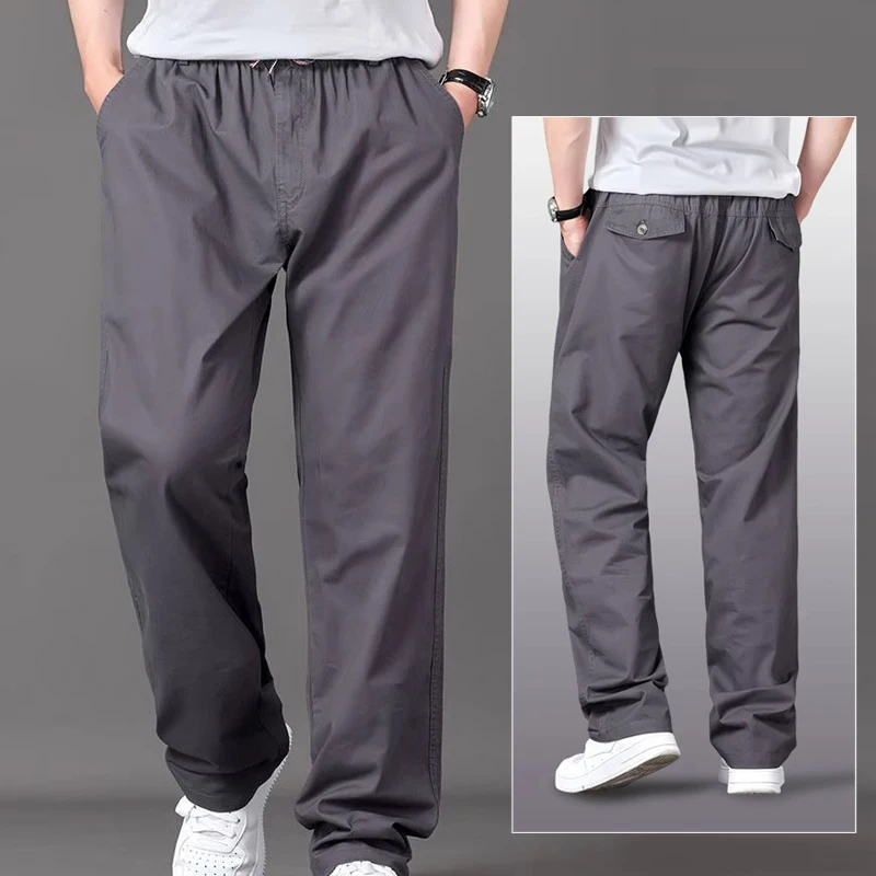 

Spring Summer Men's Cargo Pants Cotton Black Work Pants Casual Joggers Man Sweatpants Twill Trousers