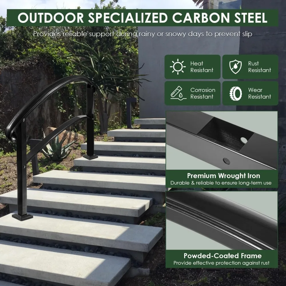 درابزين الدرج الخارجي لـ 3-4 خطوات، درابزين الشرفة الداخلية، نمط انتقالي، مناسب لسلالم 3 أو 4 خطوات #6