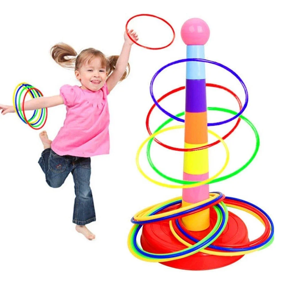Juguetes rompecabezas para niños, aro para padres e hijos, juego de aro de arcoíris, juguetes apilados para lanzar, interacción entre padres e hijos en interiores y exteriores