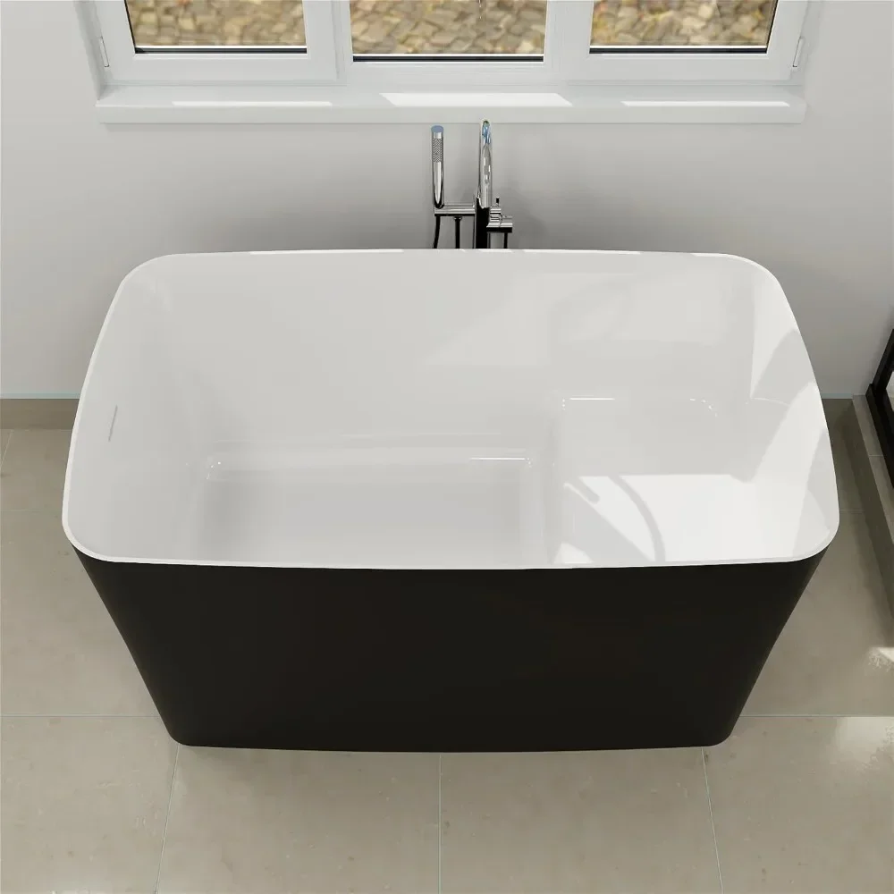 

47-inch Bathtub, Acrylic Freestanding Tub with Seat Design, Footed Chrome Right Drain, Slotted Overflow, Freestanding Tub