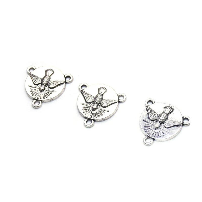 Ancient Peace Dove Triangle Rosary Necklace Connectors Accessories Three Holes DIY Religious  Jewelry view 3