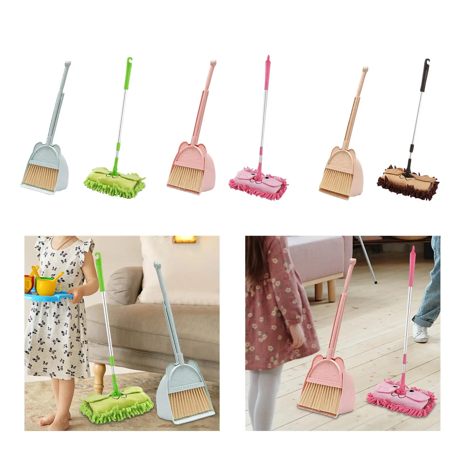 소형 빗자루와 쓰레받기 세트 유아 청소 장난감 세트 미니 쓰레받기와