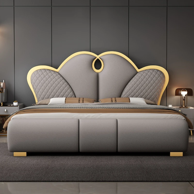 

Modern simple light luxury leather bed master bedroom high-end atmospheric bed wedding bed 2026 new storage bed 1.8 metersbe