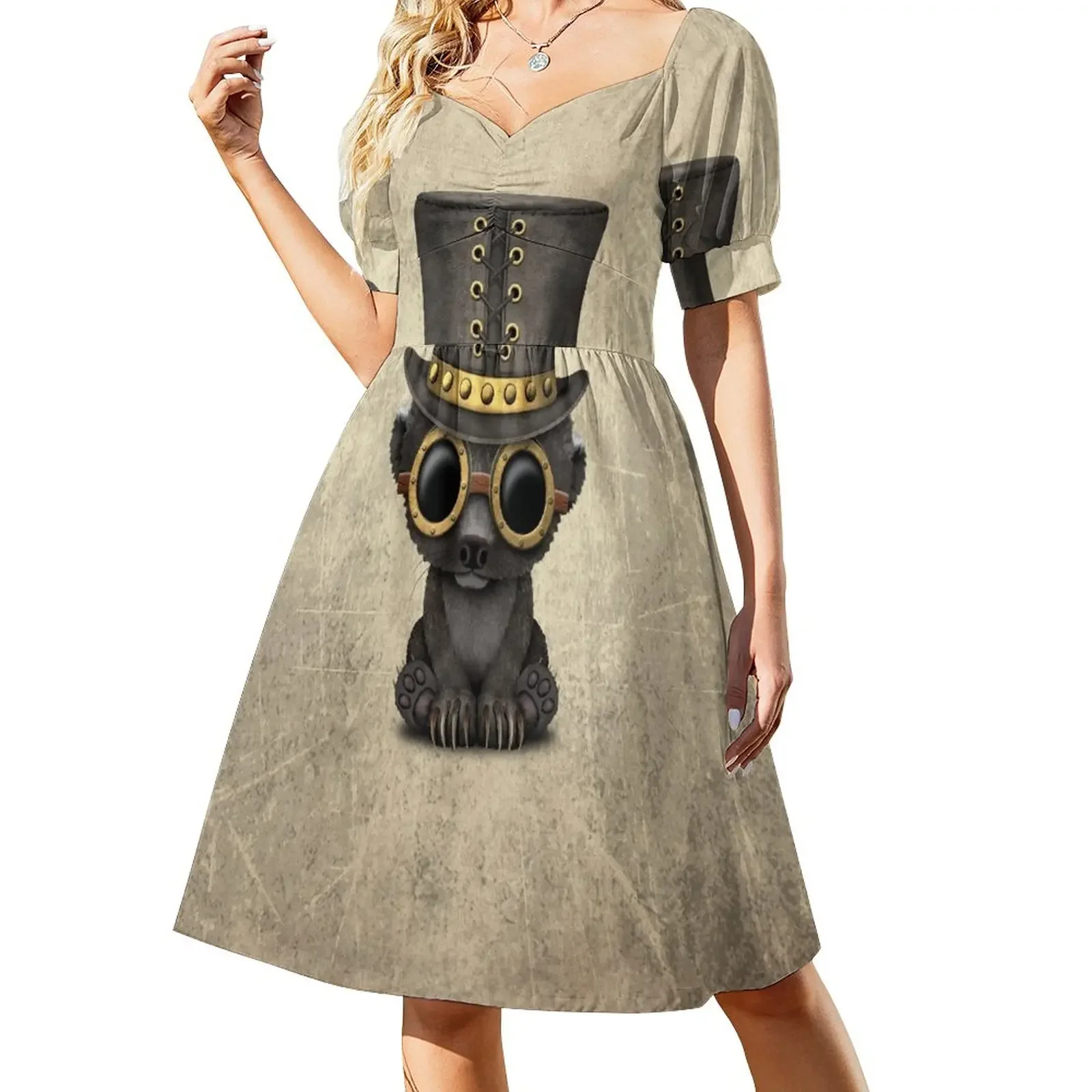 

Steampunk Baby Honey Badger Short-Sleeved Dress dress women elegant luxury dresses ladies 2025 summer