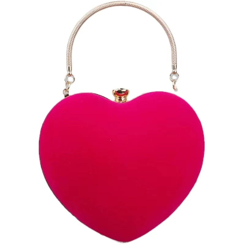 

Ladies Diamond Bag Dress Dinner Bags Heart-shaped Wedding Cheongsam Joker Banquet Evening Bag Shoulder Slung Chain.