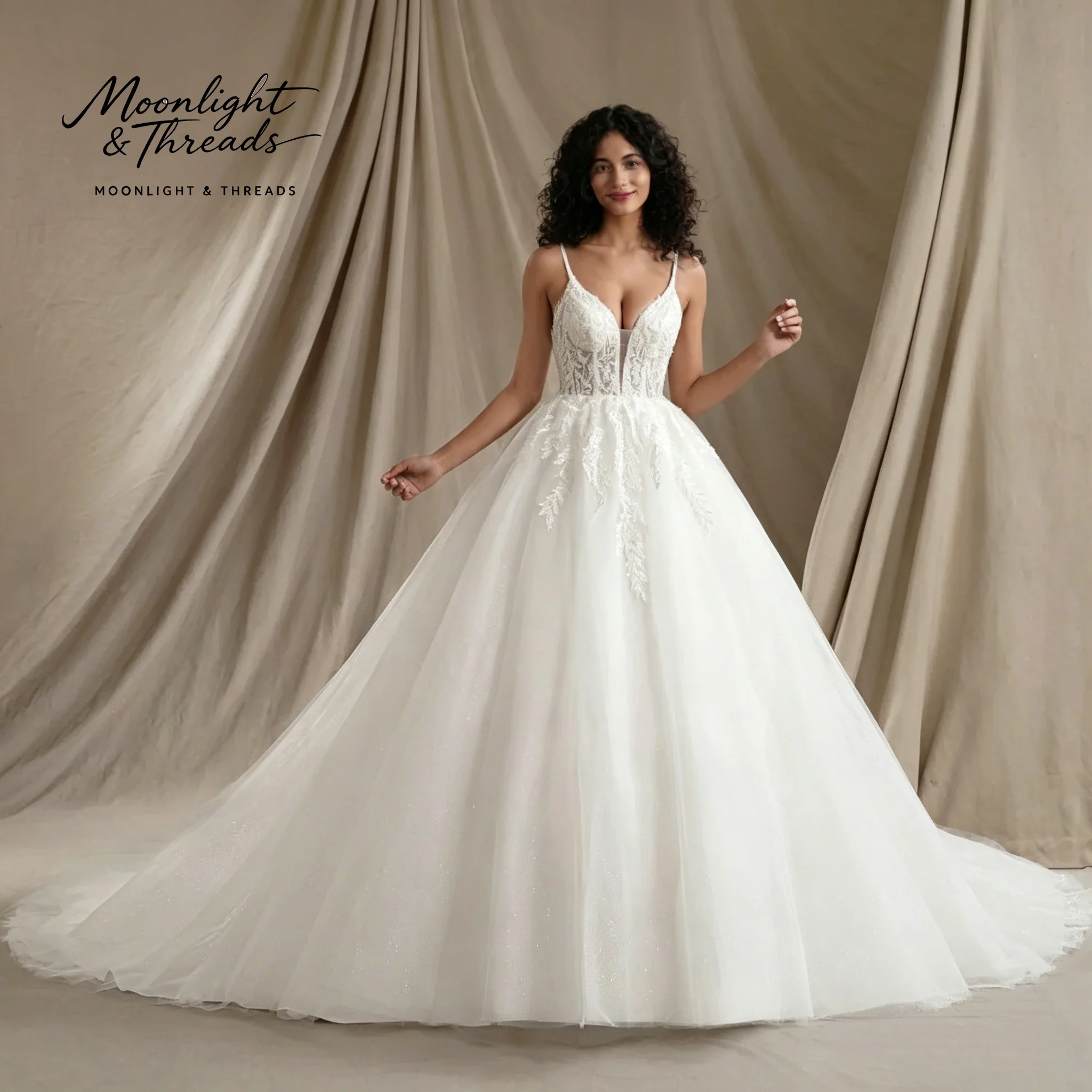 White halter V-neck tulle dress floor-length formal occasion wedding gown with exquisite embroidery and a backless design