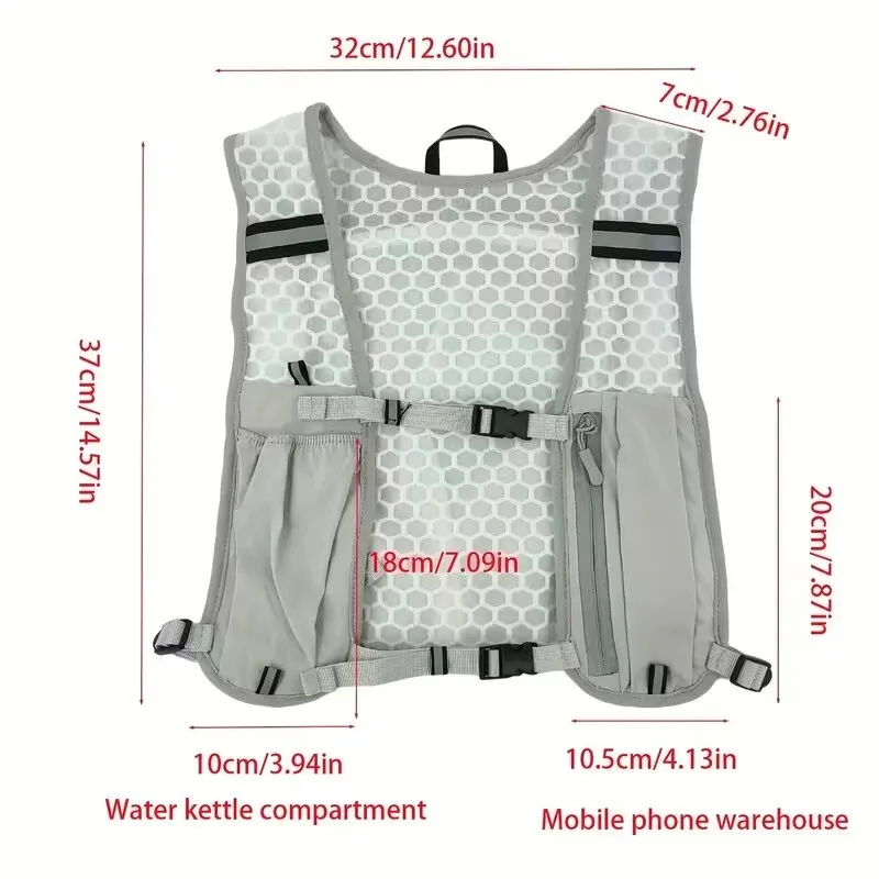 Laufweste für Damen und Herren, Verstellbarer Brustgurt Lauf-Hydrationsweste Leichter Reflektierender Hydrations-Rucksack für Marathon – Detail 5