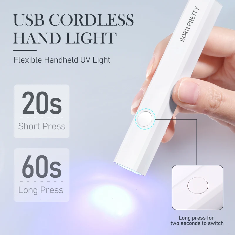 Geboren hübsche 3w Handheld Nagel trockner USB UV-Licht für Gel Nägel Mini Nagel licht tragbare LED Nagel lampe wiederauf ladbare Nagel werkzeuge