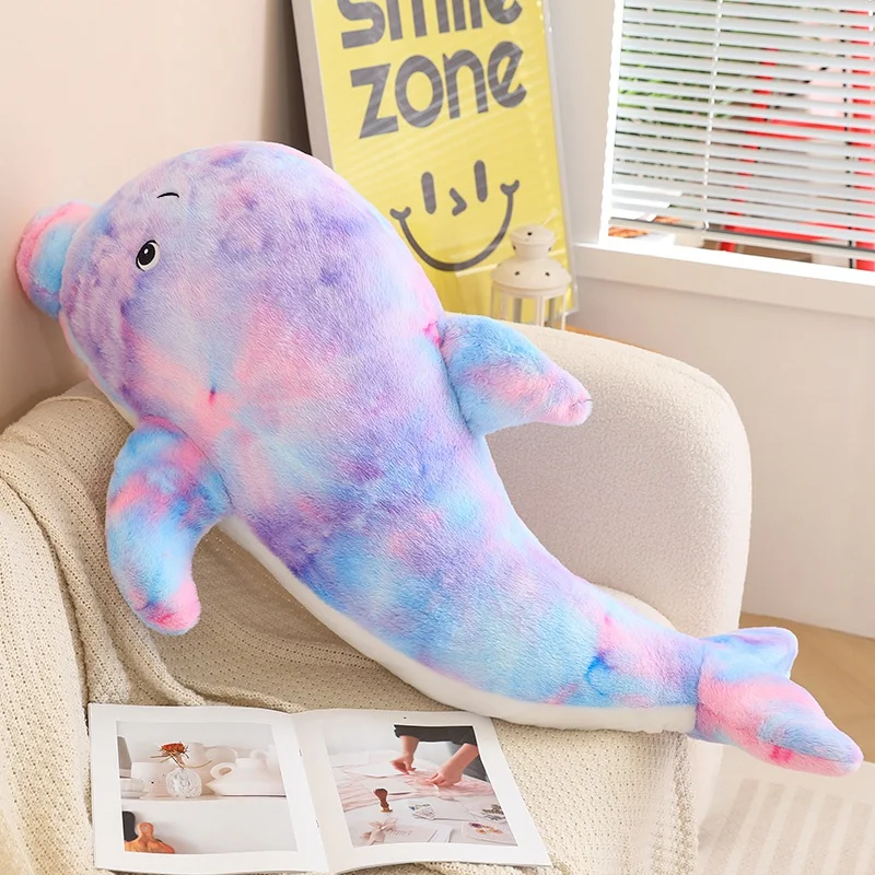 60 ~ 100 cm Kolorowa lalka delfin Pluszowa zabawka Wypchana puszysta wielokolorowa fioletowa woda Zwierzę Plushie Peluche Chłopcy Dziewczynki Prezent