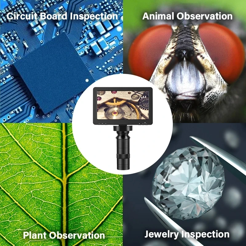 7 Inch LCD Display 130X Zoom C-Mount Lens USB Digital Microscope Electronic Video Microscope Camera For Soldering Phone Repair