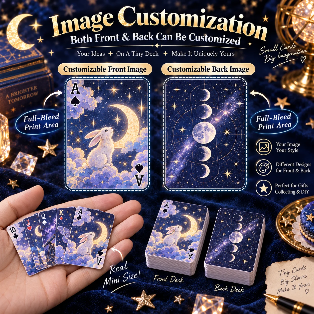 Full Picture Custom Full Frame Mini Playing Cards 2 Pack Pocket Deck Custom Photo Party Favor Travel Game Fun Gift