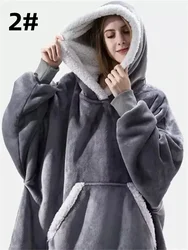 Zimowe bluzy z kapturem Bluza damska Mężczyźni Pullover Fleece Giant TV Oversized Blanket z długimi flanelowymi rękawami