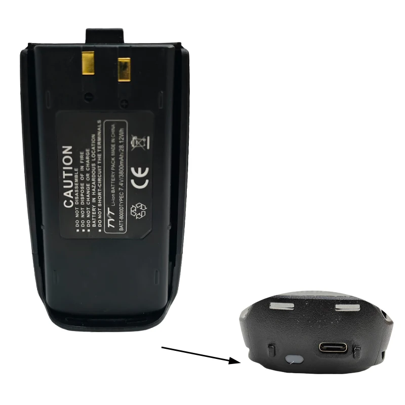 Thickened Battery Version Walkie Talkie Radio Handheld 10W Amateur UHF/VHF Dual Band TYT UV8000D Battery Type-C