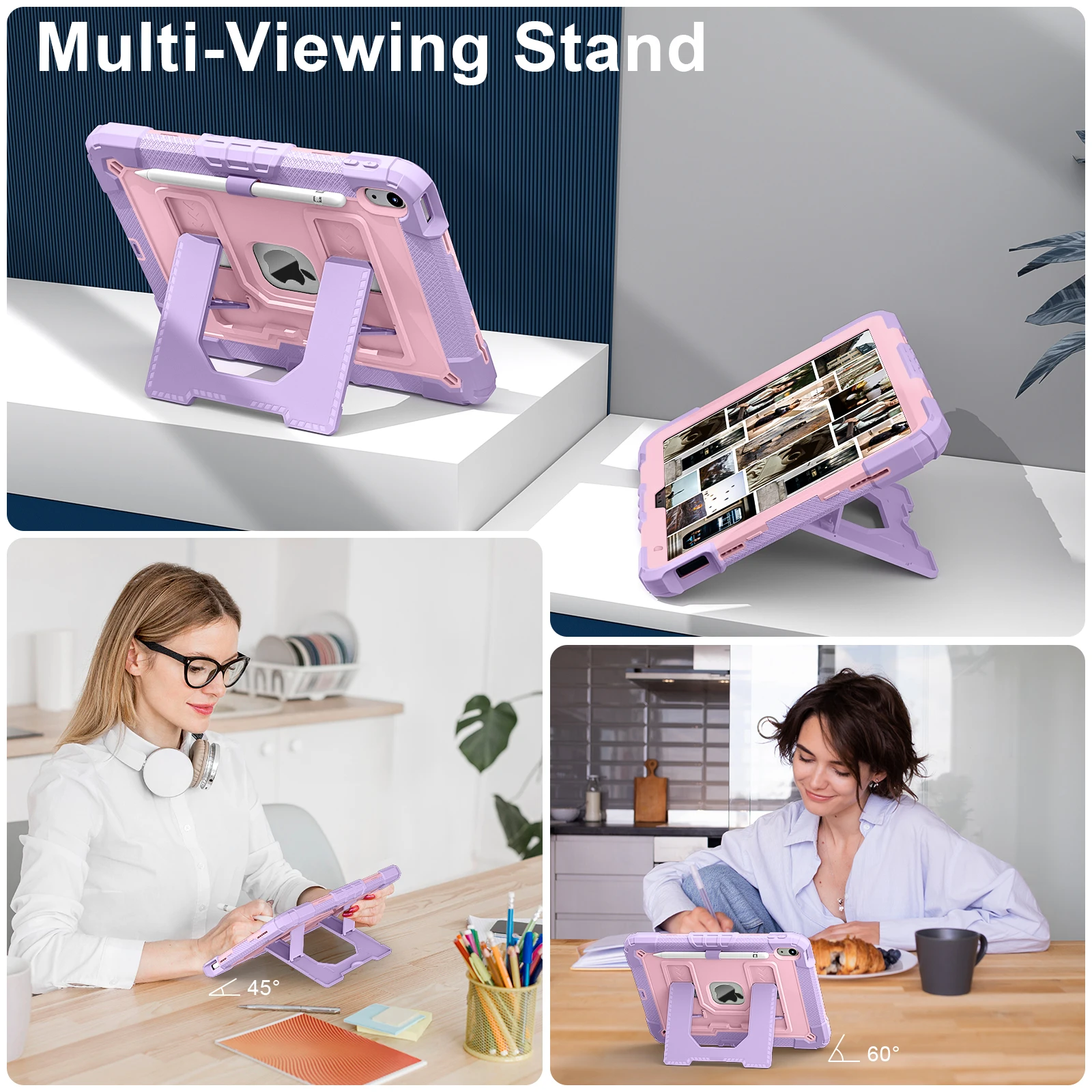 Rugged Stand Case for iPad A16 11th 2025 10th 10.9 2022 10.2 7th 8th 9th  Air 4 5 6 M2 M3 Mini 6 7 Pc Silicone Anti-Slip Cover image 4