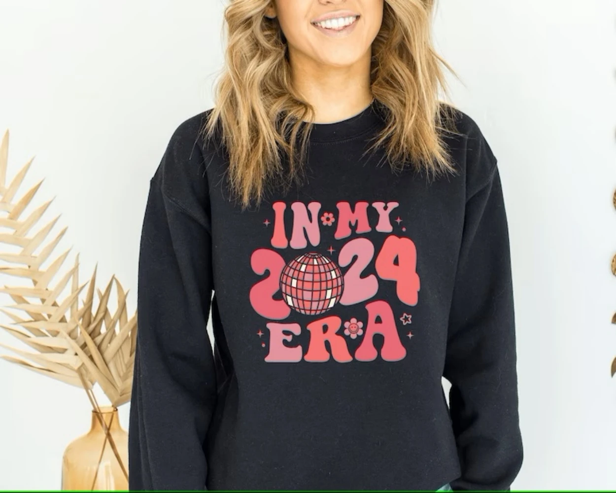 In My 2024 Era Shirt New Years Sweatshirt 2024 Mirror Disco Ball Sweater Xmas Eve Shirt for Women 2024 New Year Group Tee Gift