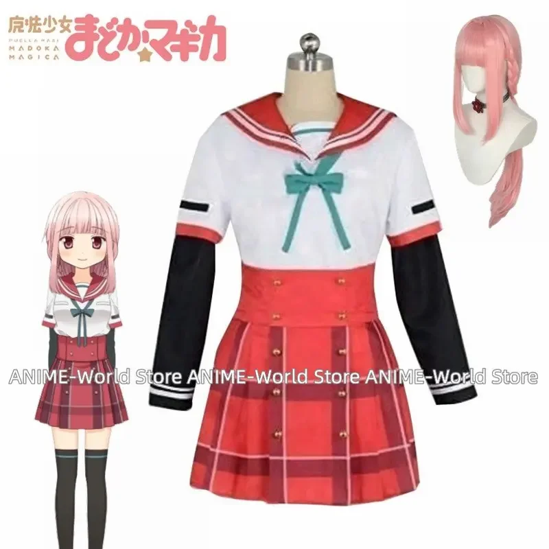 Anime Cos Puella Magi Madoka Magica Magia Record Tamaki Iroha Cosplay Costume Tops Skirts Full Outfit Pink Wig Custom size