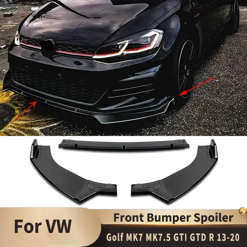 

Car Front Bumper Splitter Lip for VW Golf 7 Accessories 7.5 MK7 MK7.5 GTI GTD R R-Line 2013-2020 Body Kit Spoiler Tuning Parts