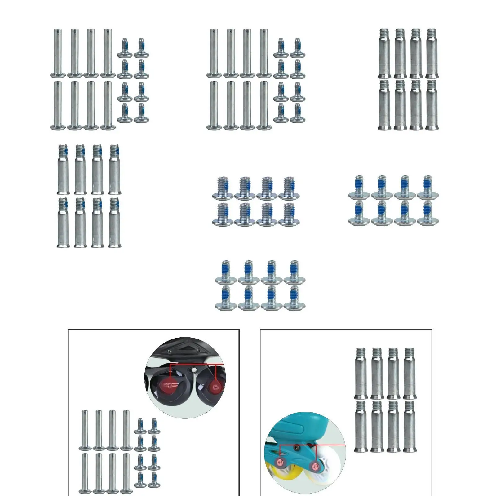 

Skating Screw Skate Wheel Axles Repair Kit Upgrade DIY for Inline Skates Strong Professional Sturdy Inline Roller Skate Screw