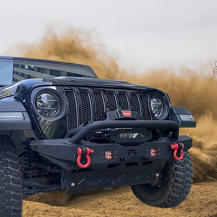 MTNTOPCN AQMR Stubby Steel Front Rock Crawler Bumper Compatible for Jeep Wrangler & Gladiator - Ultimate Protectioncustom