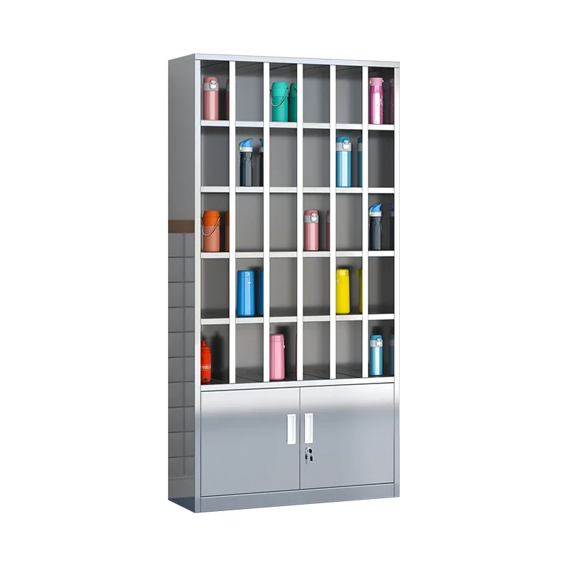 Stainless steel water cup cabinet Staff lounge Tea room Tea cup rack Multi-grid cup storage cabinet