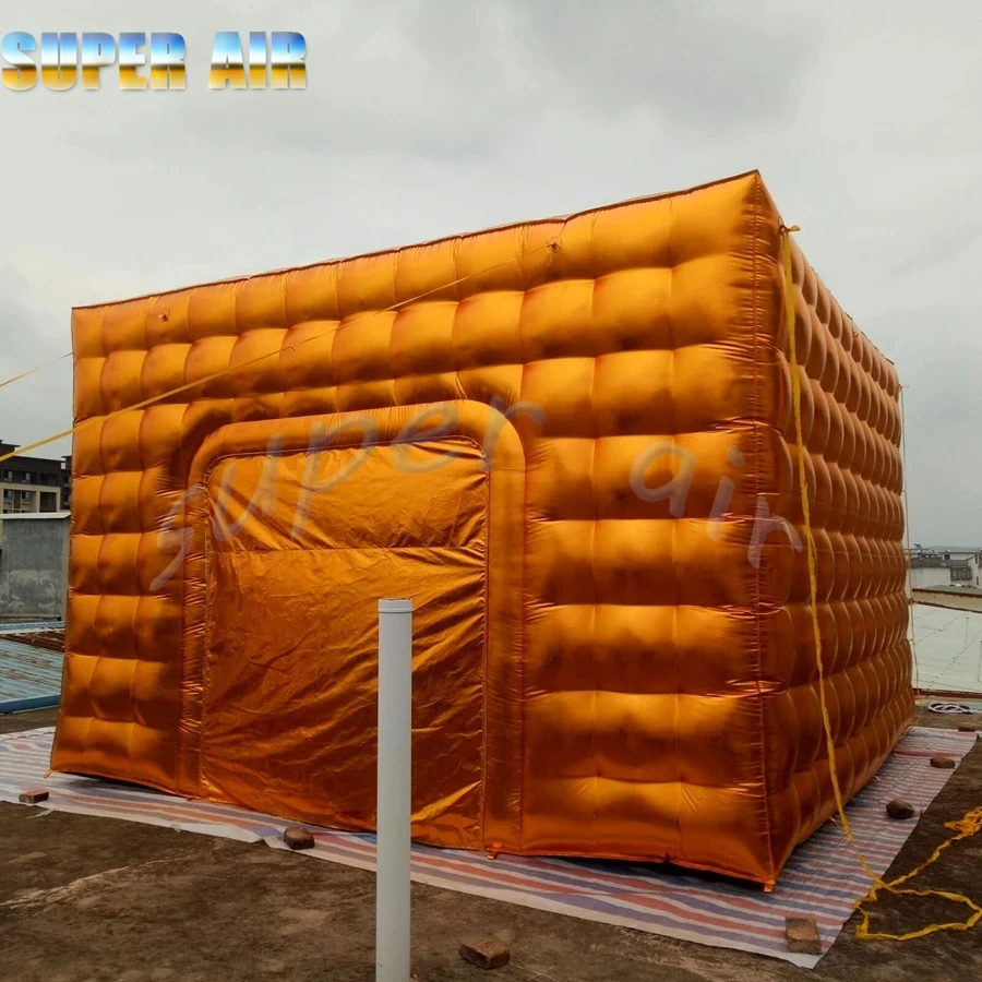 Especially custom giant outdoor gold inflatable house inflatable cube tent with air blower for events