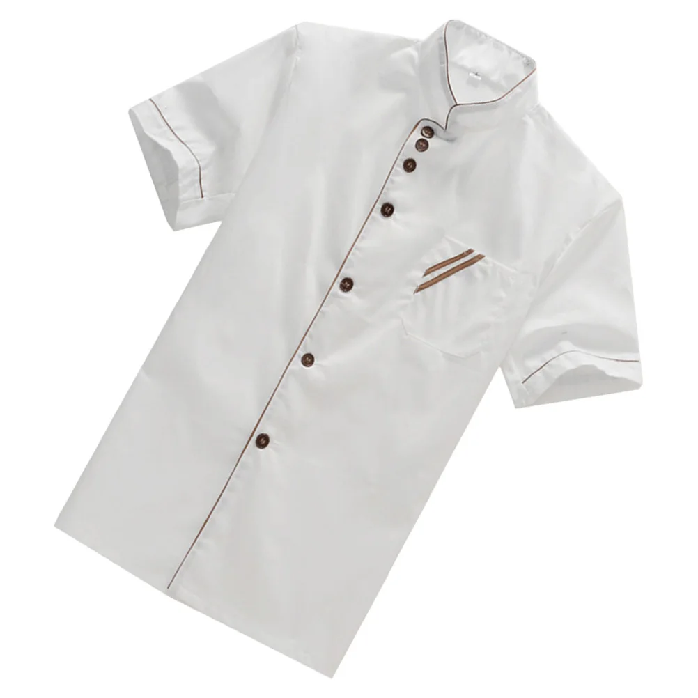 Unisex Short Sleeve Chef Coat White Size M Wearproof Breathable Casual Loose Catering Jacket for Bakery Food Service