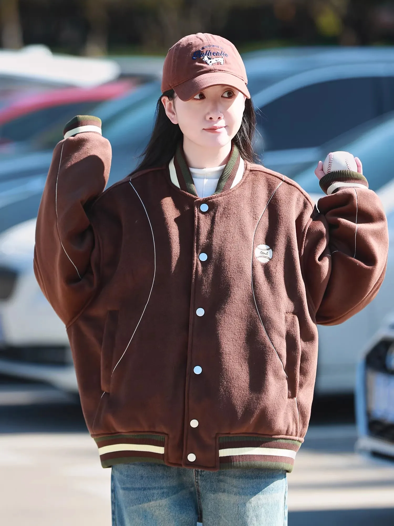 Jaet de algodón de béisbol de invierno para hombre, abrigo cálido informal holgado con sensación de diseño, abrigo para estudiante Sli