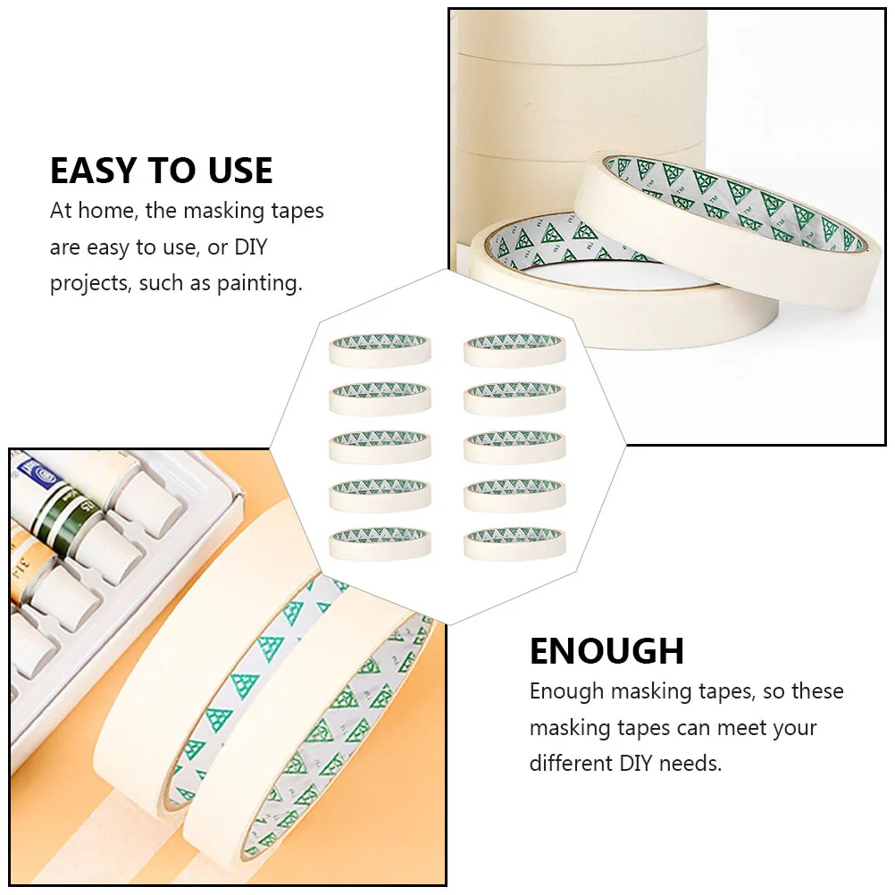 Cintas adhesivas para manualidades de pintor, cinta de papel autoadhesiva multiusos para paredes, protección en aerosol para coches, proyectos de bricolaje, 10 Uds.