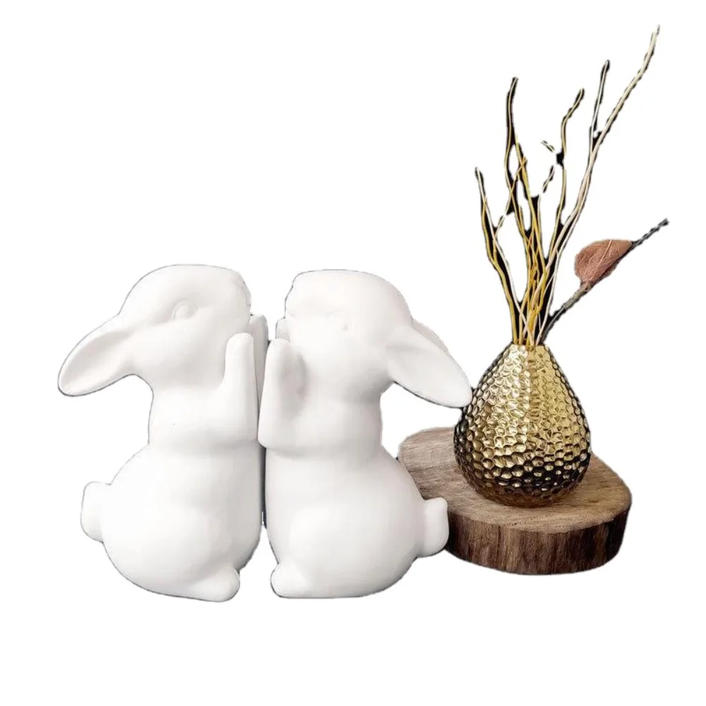 Cute Ceramic Rabbit Home Decor - Nordic Ins-Style Book Ends & Book Stands Fashionable Fresh Small Sculpture