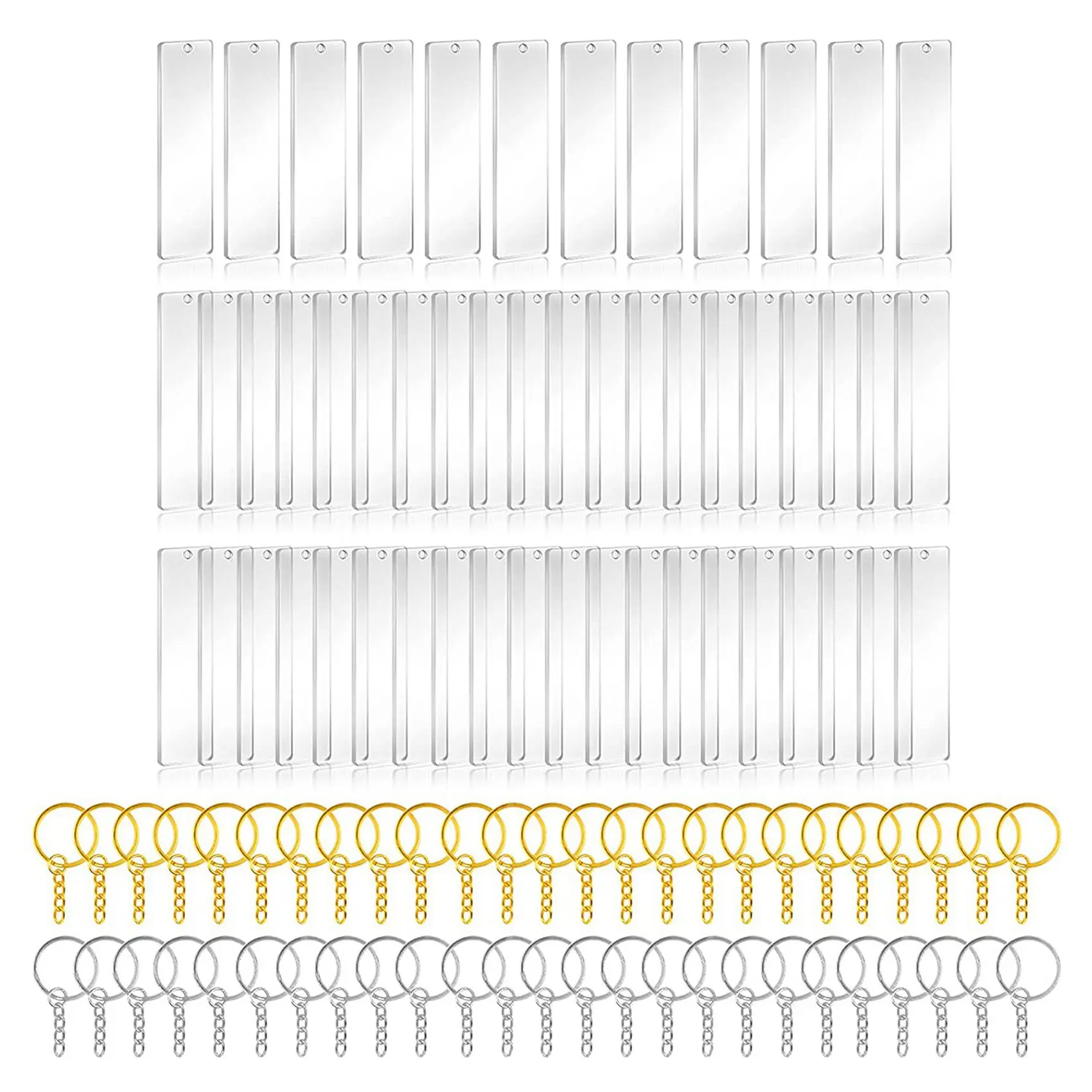 

*X07A 450Pcs Acrylic Keychain Blank with Rings for Vinyl, Clear Key Chains Rectangle Acrylic Blanks for DIY Crafts and Project