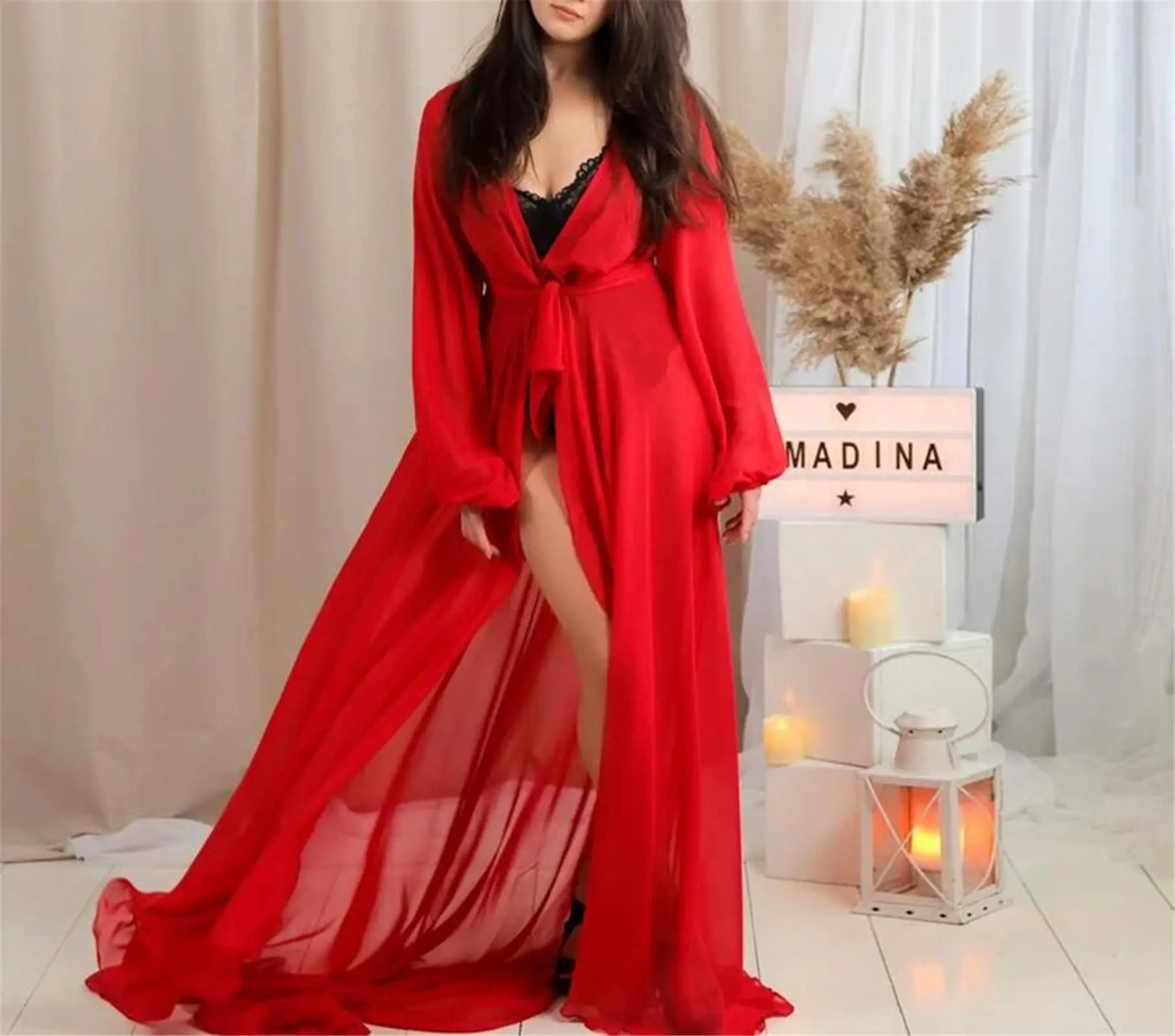 Ruffle Evening Dresses Women Sexy Perspective Sheer Long Lingerie Robe Swimsuit Swim Beach Maxi Cover Up Dress Custom Made