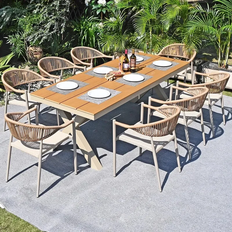 for Outdoor Rattan Table and Chair Set Waterproof Sunproof Patio Furniture for Villa Garden Balcony Leisure Combo