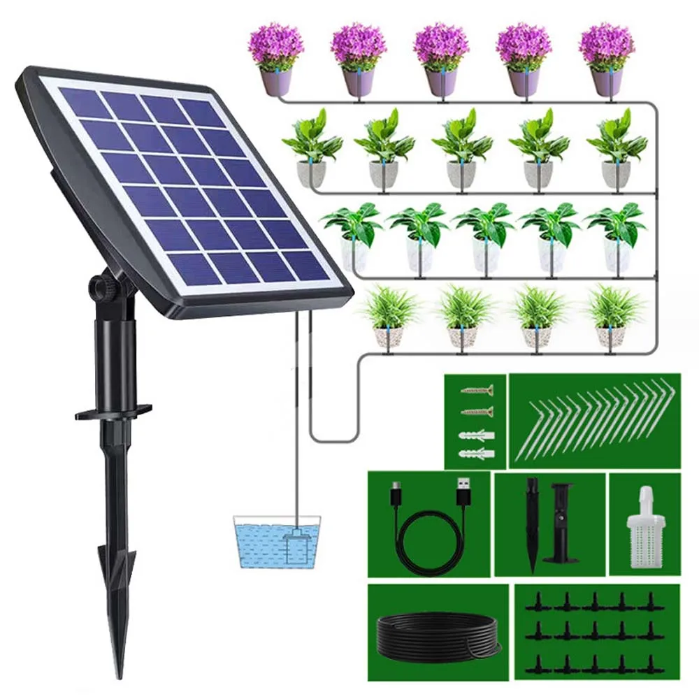 

Solar Automatic Drip Irrigation Kit System 3W6V Solar Powered Auto Easy DIY Watering Device For Green House Garden