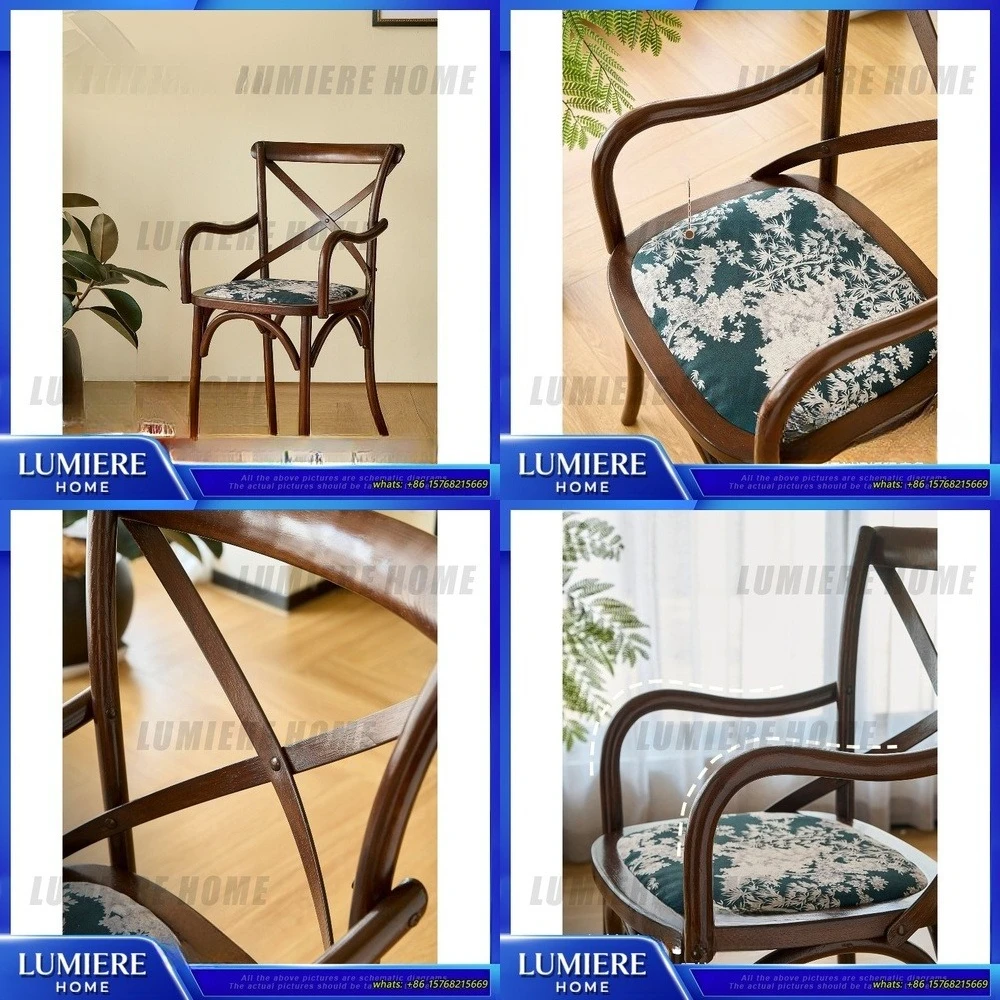 

Винтажный американский стул для столовой, кофейни, дизайнерский стул со спинкой, скандинавский стул из массива дерева с X спинкой, свадебный стул, плетеный уличный стул