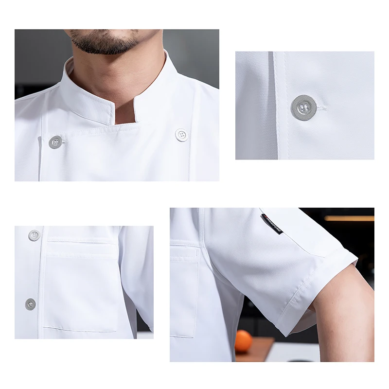 Heren Chef-Koksjack Kok Kostuum Professionele Chef-Shirt Keuken Kleding Kookkleding Cafe Ober Overalls