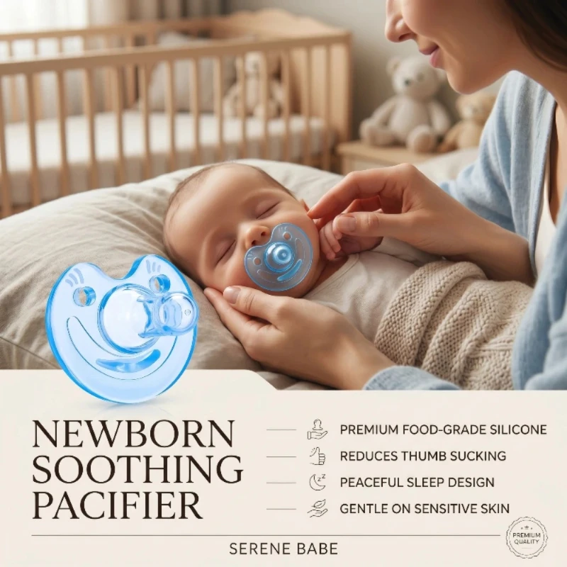 Cute Transparent Food Grade Silicone Round Baby Pacifier Soft Silicone Soother Pacifier for Infants Newborns Soothing To Sleep