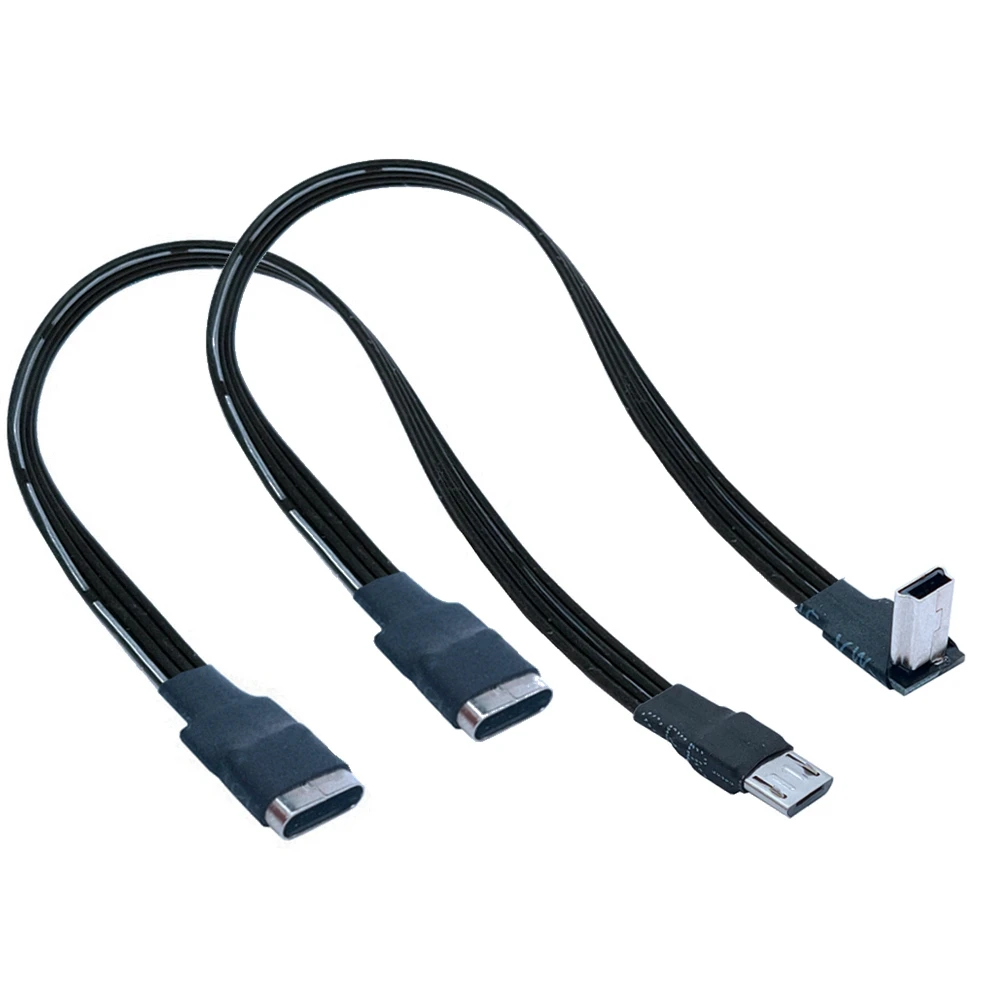 Adaptador de cable de datos de cargador USB macho, 5CM-3M, 90 ángulo tipo C hembra a Micro B Mini tipo c, arriba, abajo, izquierda y derecha