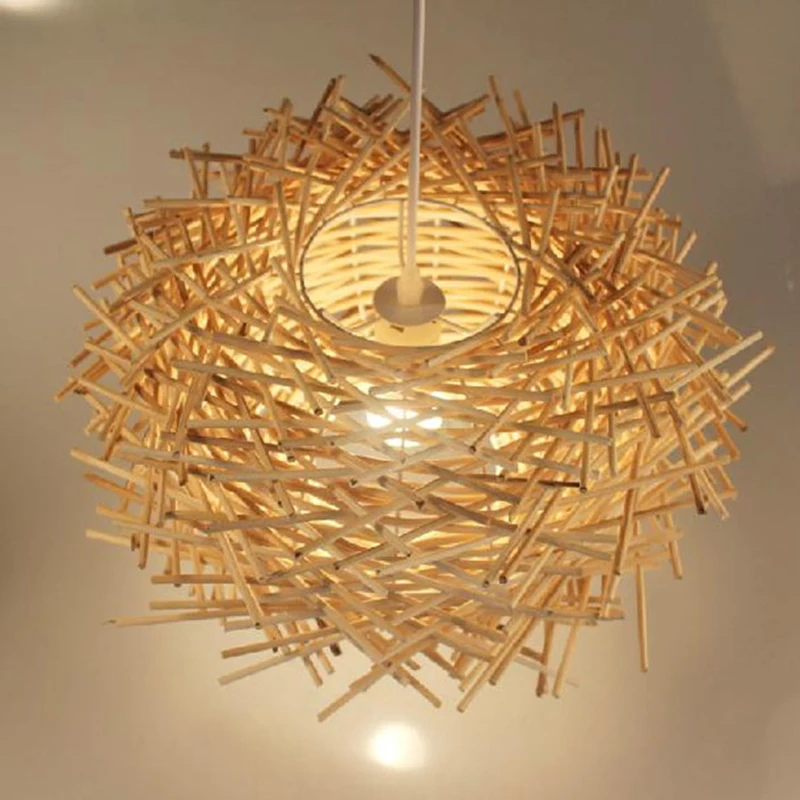 ZK50 Rattan Creative Pastoral Dining Room Living Room Bedroom Chandelier Bamboo Nest Decoration Lighting Lamps E27