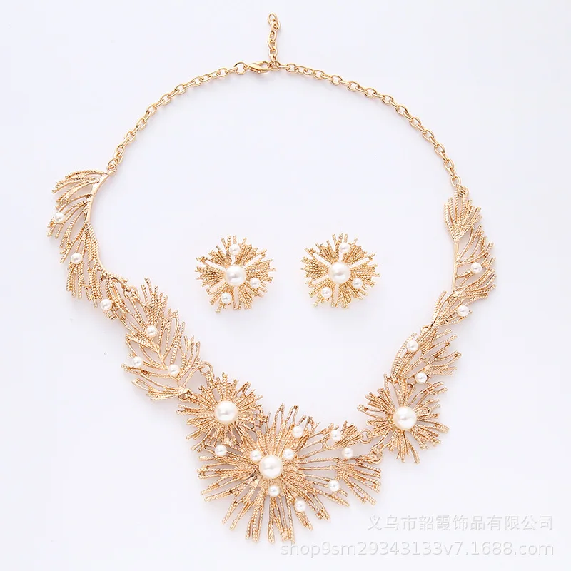 

Sunflower Necklace Earrings Set Retro Cross Mirror Special for Alloy Electroplated Sweater Chain Dress Accessories
