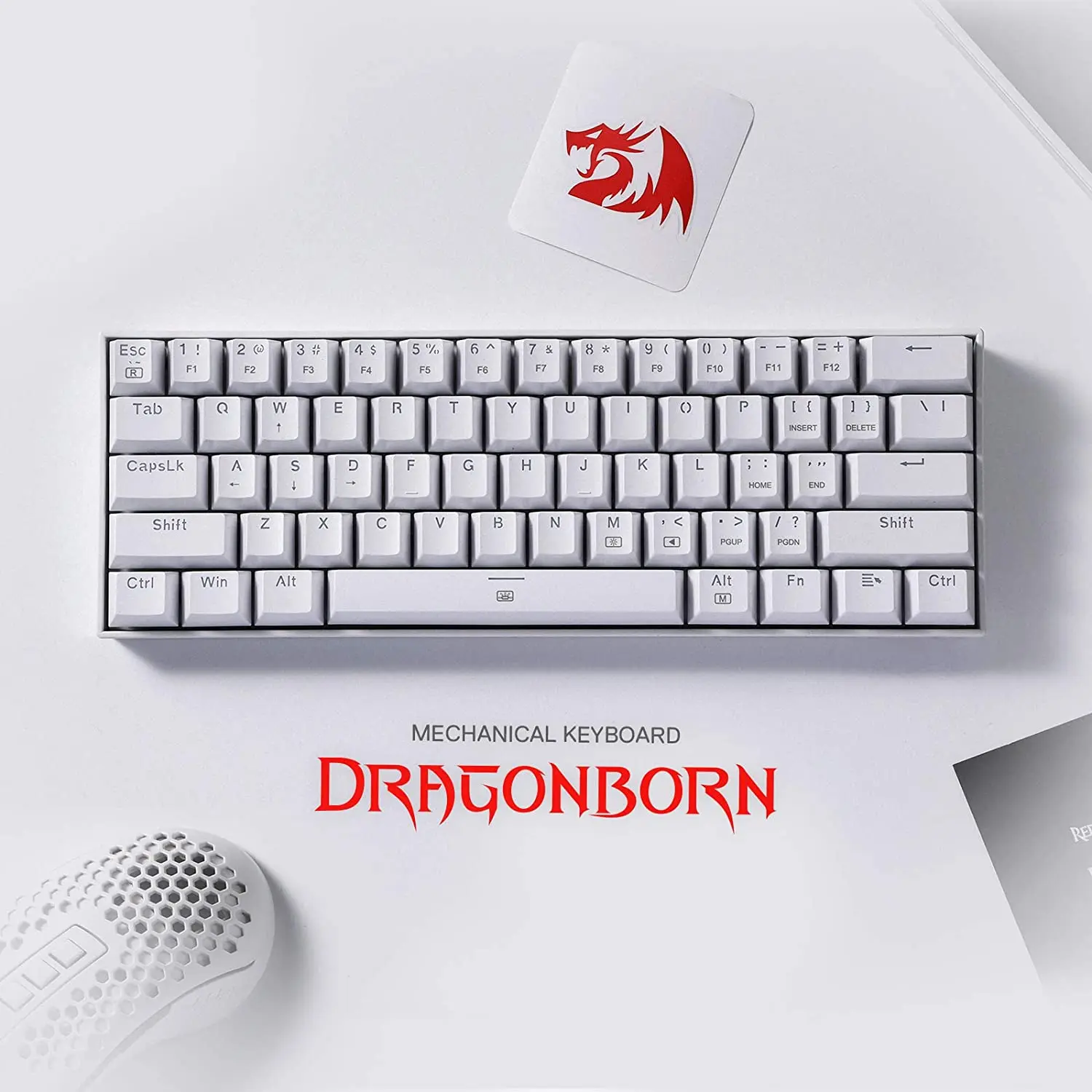 Imagem -02 - Redragon-dragonborn Wired Rgb Gaming Teclado 61 Teclas Teclado Mecânico Compacto Interruptor Linear Vermelho Suporte Driver Pro K630 60