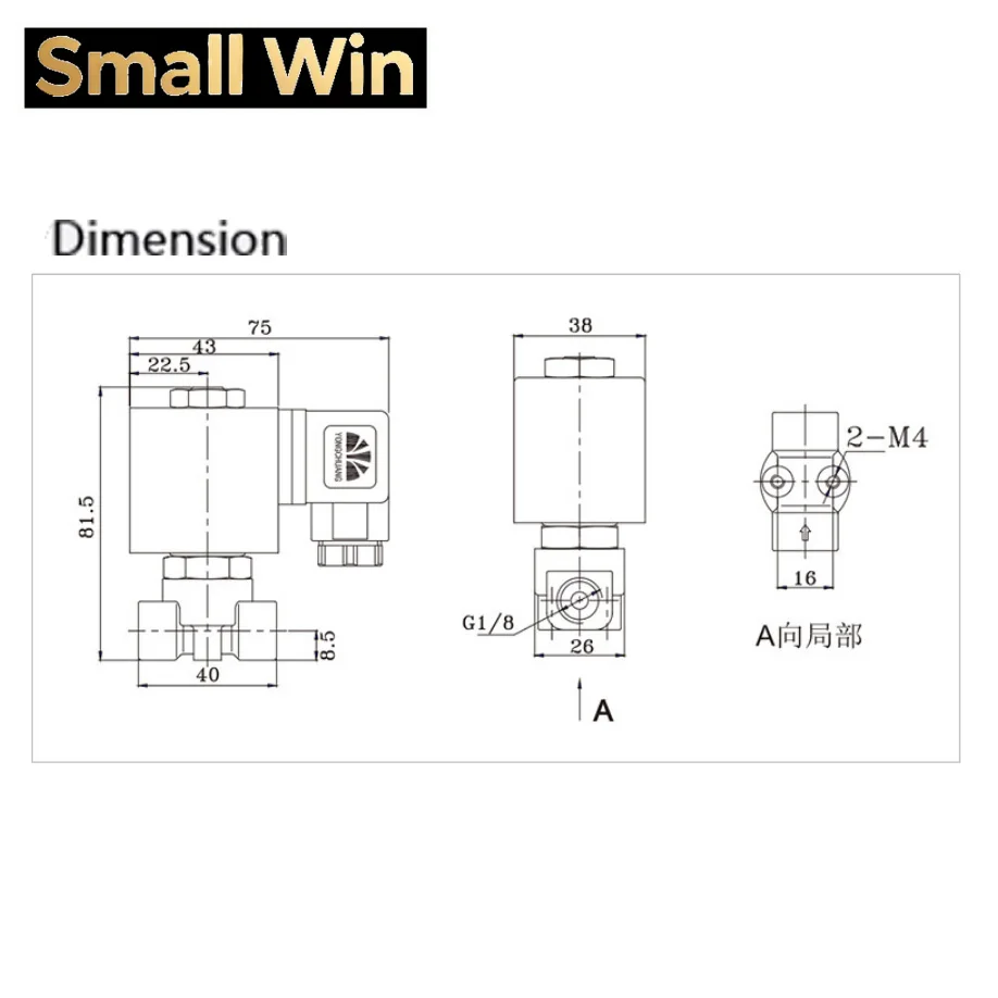 Elettrovalvola Direct Acting Solenoid Valve 2/2 Way NC Brass Body Low Power Large Flow for Water Air Steam Oil,Direct Acting Normally C Acqua e vapore — dettaglio 3