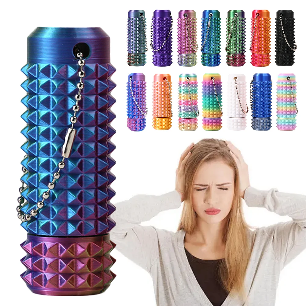 Spiky Grippie Stim Keychain 3D Printed Calming Keychain Roller Spiky Grippie Stim Keyring for Adults & Teens