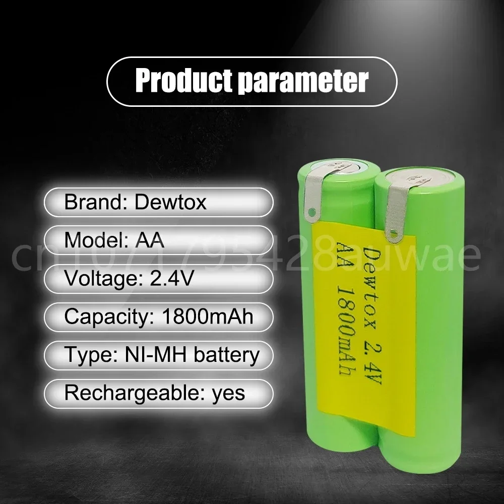 1.2V AA 1800mah Rechargeable Ni-Mh Baterias pack Alternative 2.4V AA cell for light cordless phone electric shaver razor