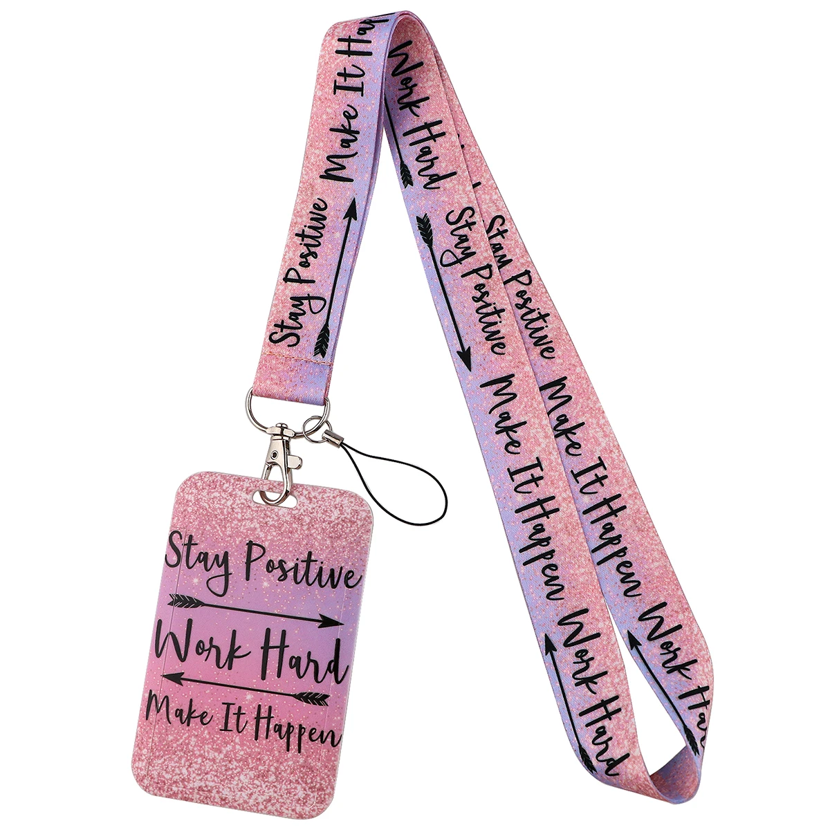 Stay Positive Vintage Lanyards Keychain DIY Phone Straps USB ID Card Badge Holder Keyring Belt Strap Hanging Rope Lariat Keycord