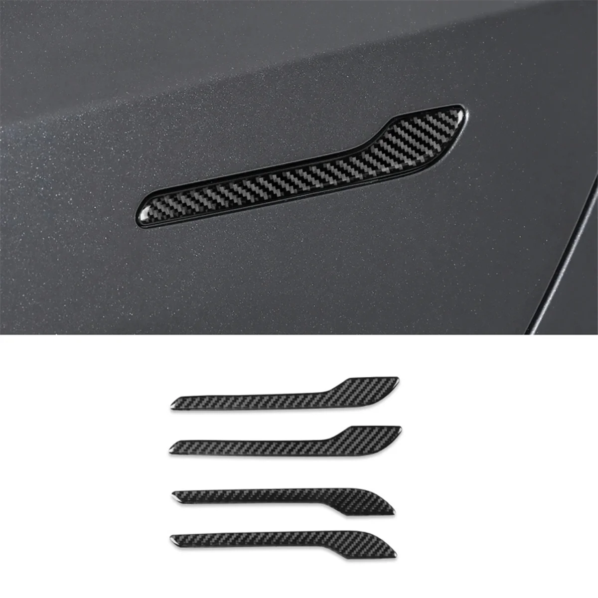 Carbon Fiber for Tesla Model 3 Highland 2024 Car Door Handle Cover Sticker Trim Cover Accessories