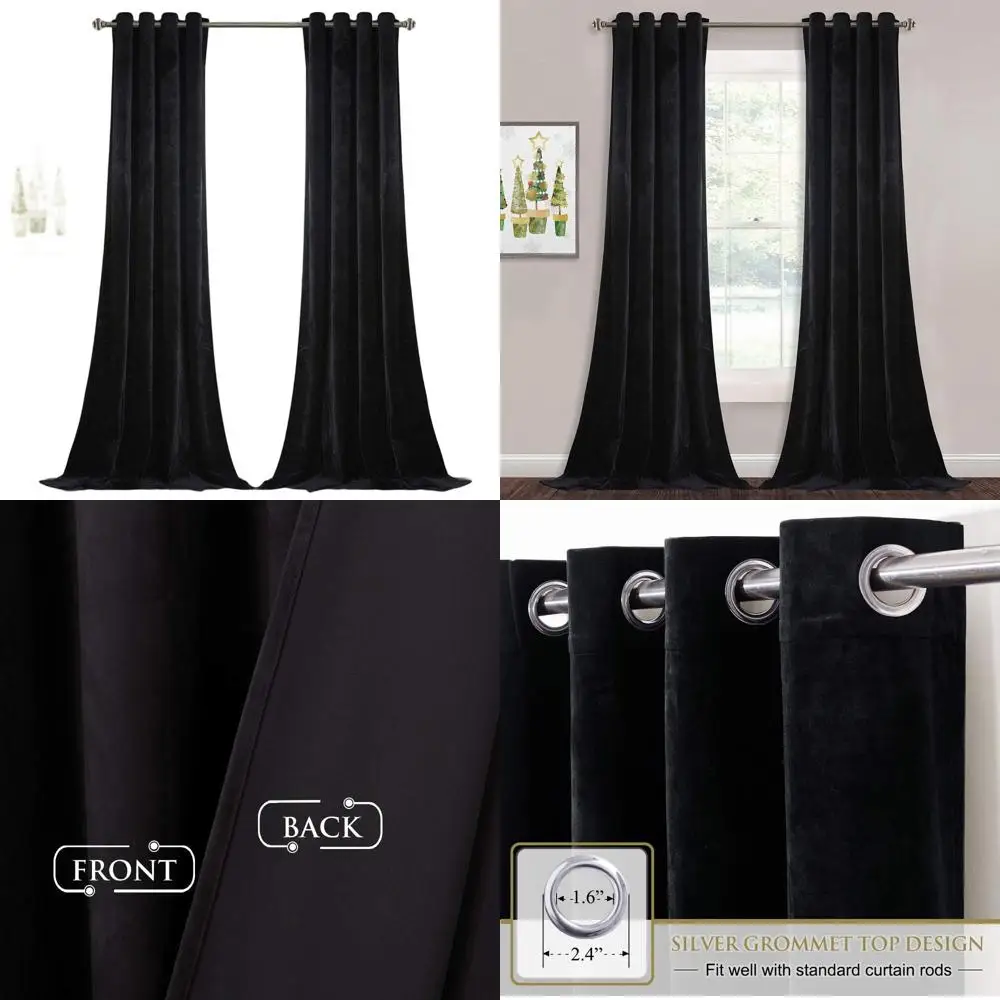 

Luxury Velvet Blackout Curtains, 52x108 Inches, 2-Panel, Thermal Insulated Grommet Drapes for Bedroom