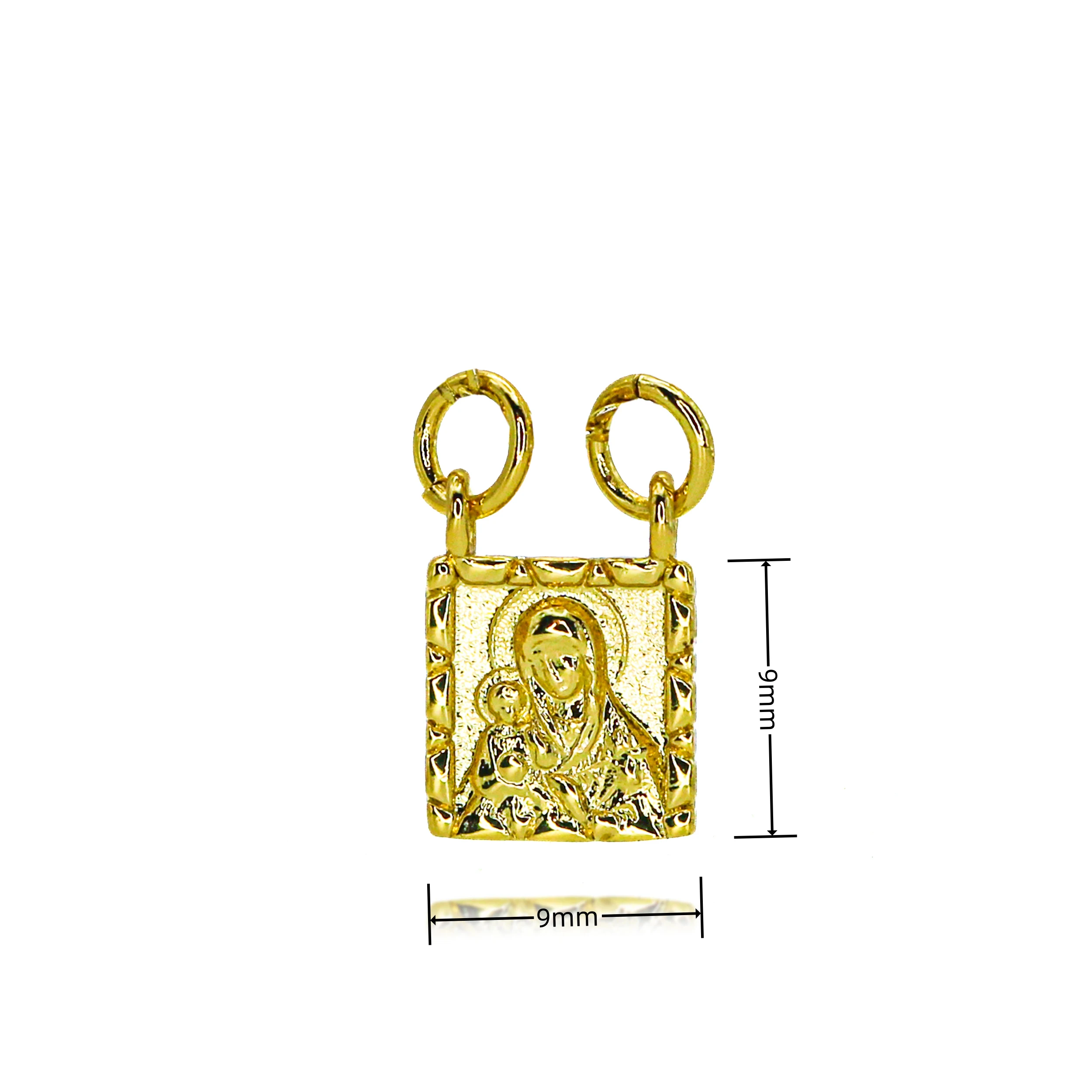 Gold Plated Our Lady of Tenderness Square Charms for DIY Jewelry Making Religious Byzantine Pendant Orthodox Jewelry Gifts