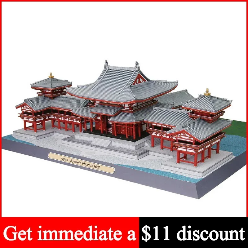 Japan Byodoin Temple Phoenix Hall 3D Paper Model House Papercraft DIY Art Origami Building Teen Adult Handmade Craft Toys QD-181