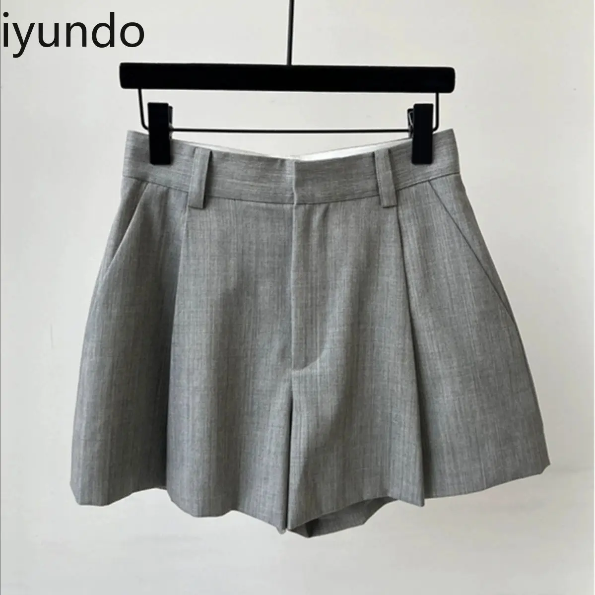 2025 봄/여름 하이웨이스트 슈트 와이드 레그 숏츠 여성용 신상 캐주얼 루즈 슬림 스몰 스트레이트 팬츠